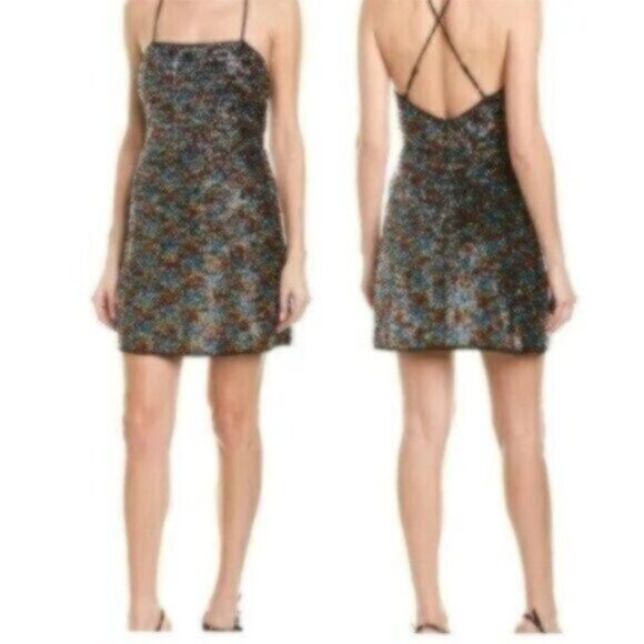 NWT Aiden Strappy Sequin Mini Cocktail Fancy Wedding Party Dress Large - Picture 1 of 12